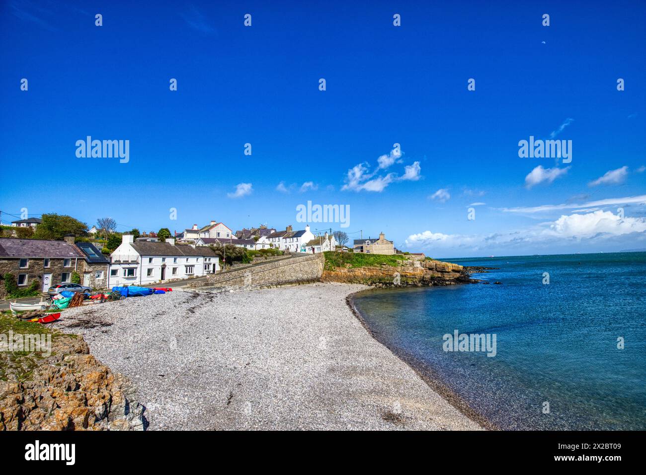 Moelfre Beach, Moelfre, Anglesey, Nord du pays de Galles Banque D'Images