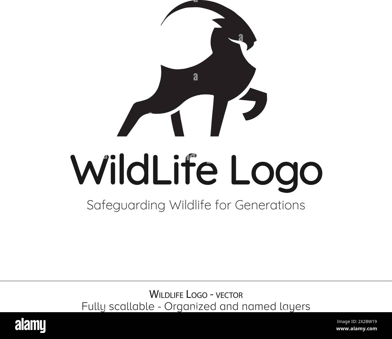 Wildlife Mascot logo Collection chèvre, cerf avec d'énormes bois, Markhor Silhouette Illustration de Vecteur