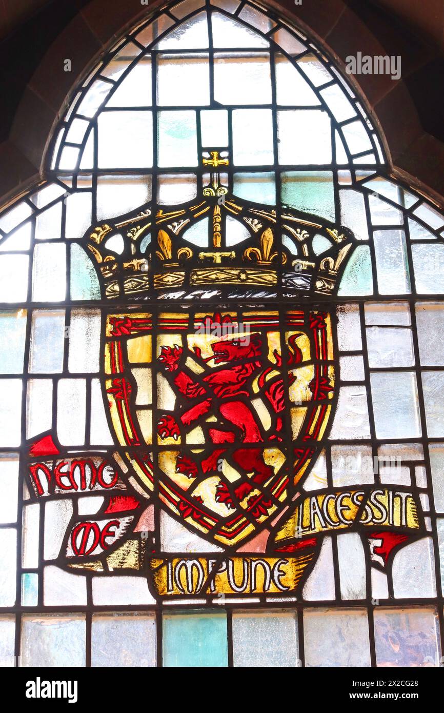 Vitraux - Scottish Arms Before union at the National Portrait Gallery, Edinburgh, Scotland, UK - Nemo me impune lacessit Banque D'Images