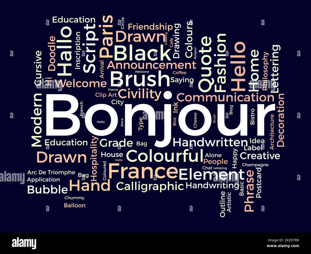 Modèle de nuage de mots Bonjour. Fond de vecteur de concept de salutation. Illustration de Vecteur