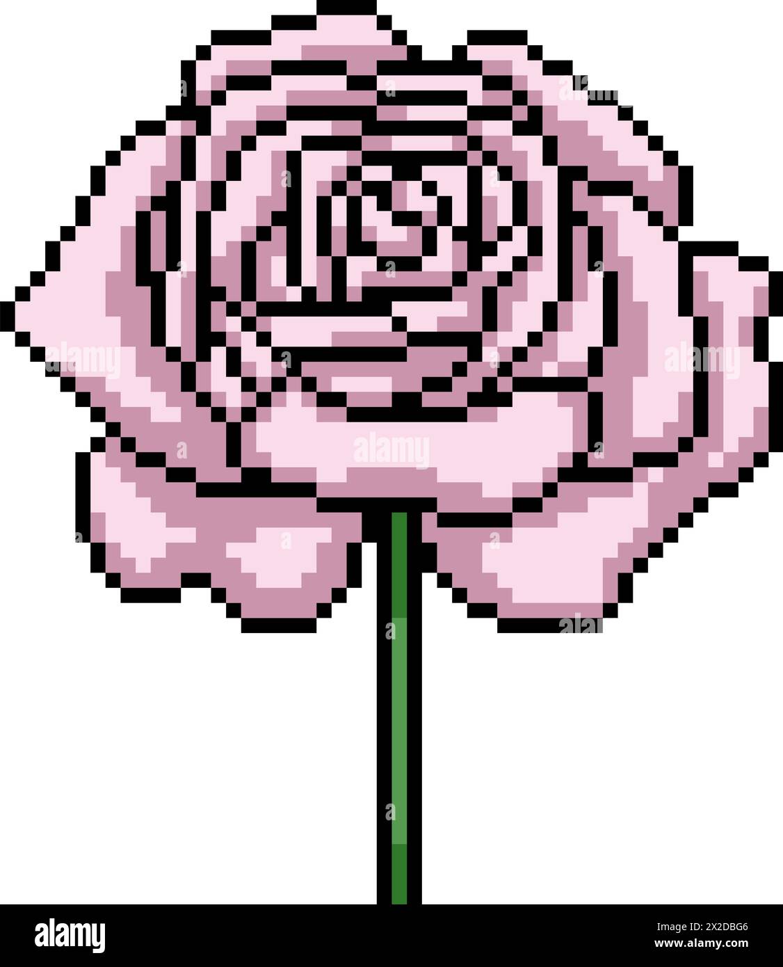 pixel art de fleur de rose grandir arrière-plan isolé Illustration de Vecteur