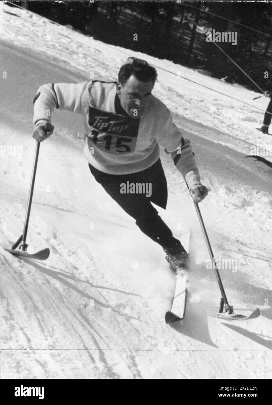 Steiner, Erich, 23.7.1917 - 6,6.1997, peintre et skieur autrichien, sur le chemin vers le bas, années 1950, ADDITIONAL-RIGHTS-CLEARANCE-INFO-NOT-AVAILABLE Banque D'Images