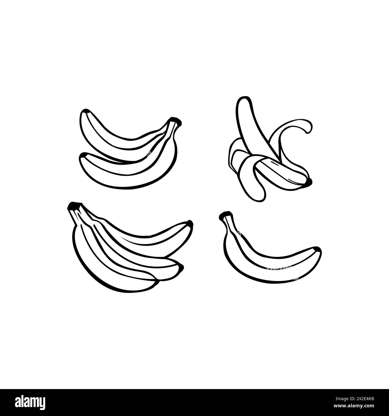 Banana Line illustration vectorielle ensemble d'icônes noir et blanc Illustration de Vecteur