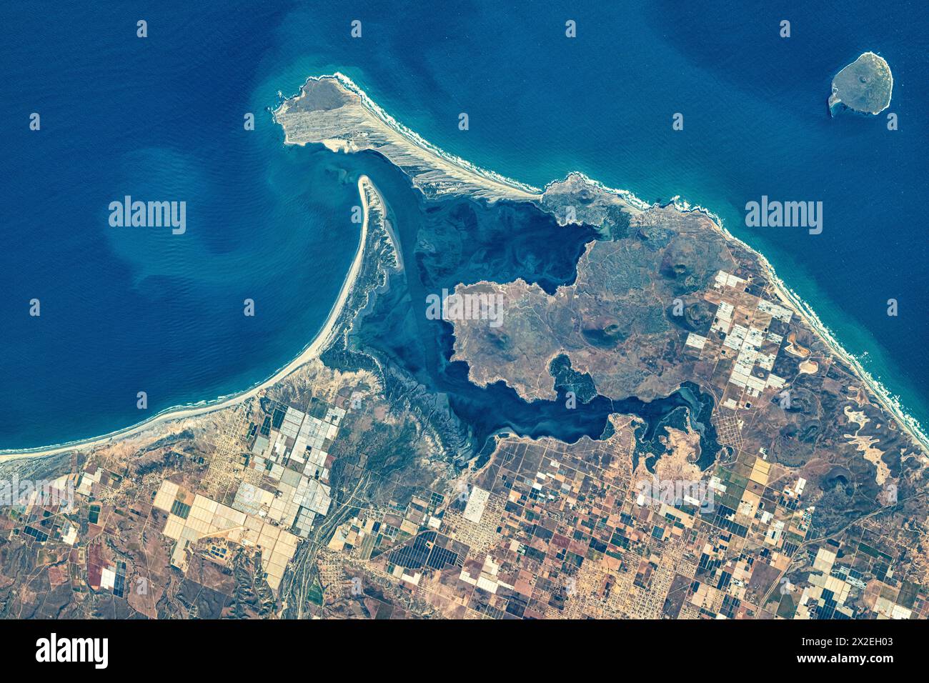 Détail du littoral dans le golfe de Californie. Amélioration numérique d'une image par la NASA Banque D'Images