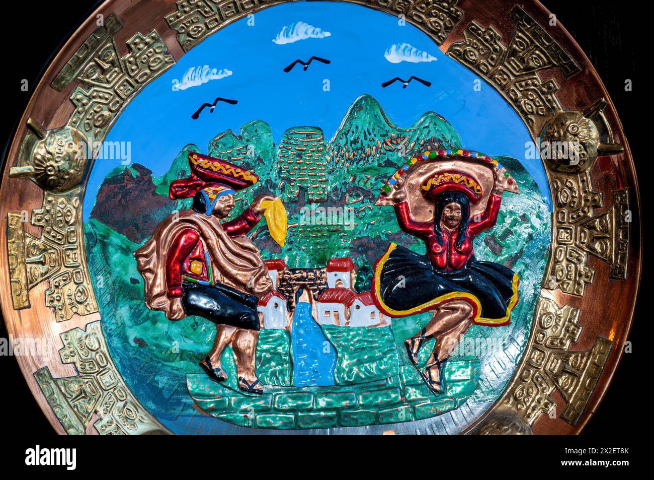 Plaque de décoration avec culture péruvienne Pérou Banque D'Images
