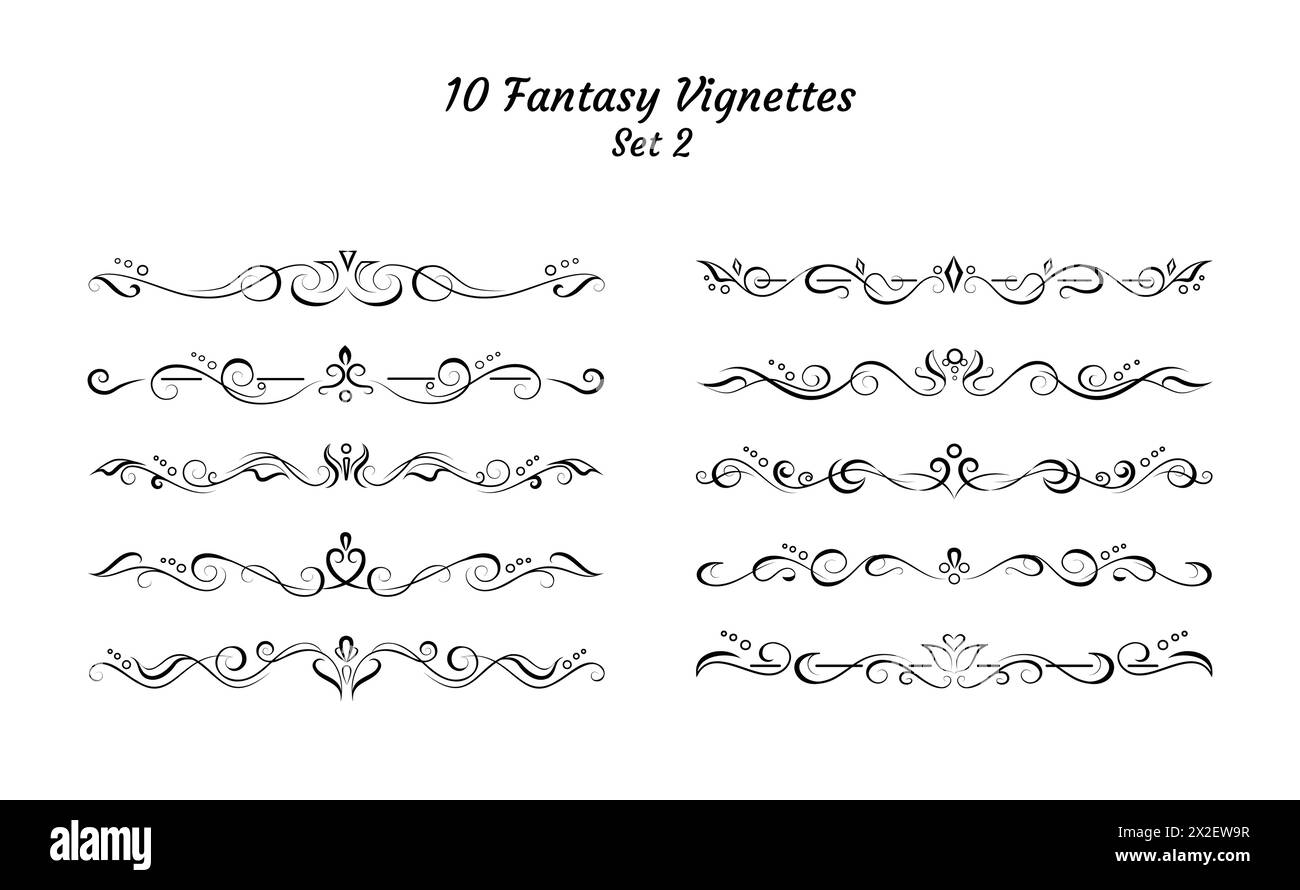 10 délimiteurs de texte fantaisie, bordures ou vignettes Illustration de Vecteur