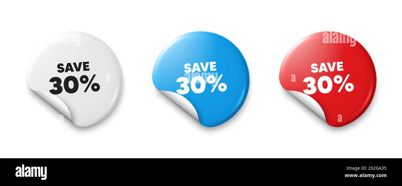 Économisez 30 %. Affiche de prix de l'offre de réduction de solde. Étiquettes de prix. Vecteur Illustration de Vecteur