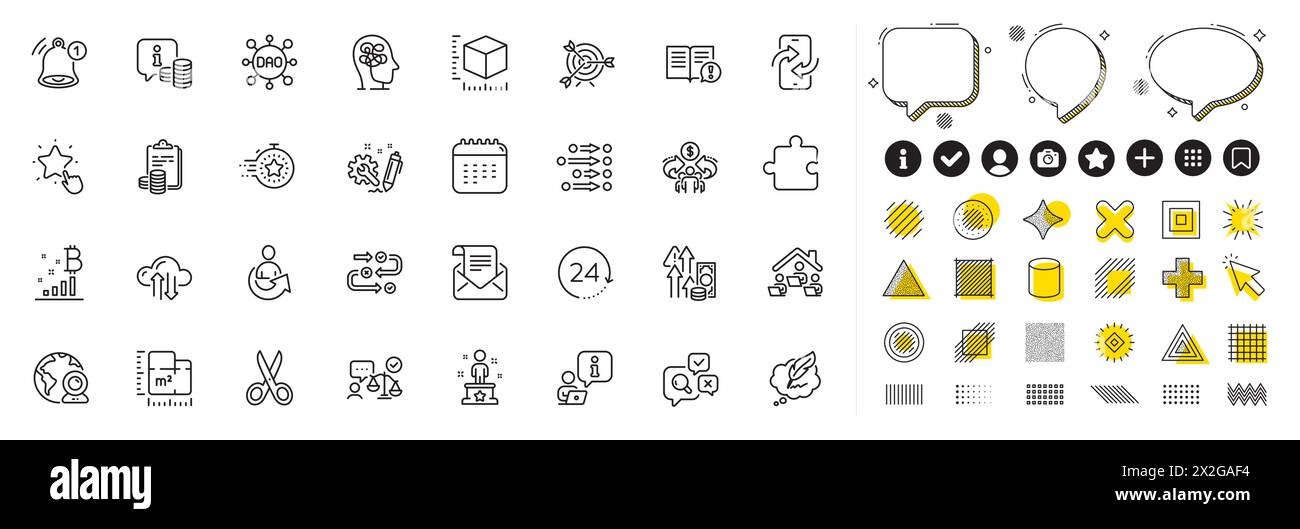 Ensemble d'icônes de chat de Copyright, d'étoile de classement et de ligne de progression d'enquête pour l'application Web. Vecteur d'icône de pictogramme Illustration de Vecteur