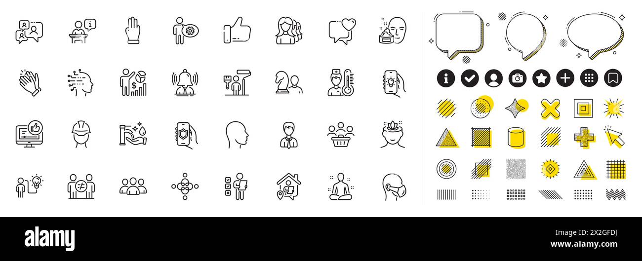 Ensemble d'icônes de ligne de groupe, de cœur et de yoga pour l'application Web. Icône de pictogramme. Éléments de conception, icônes de médias sociaux. Vecteur Illustration de Vecteur