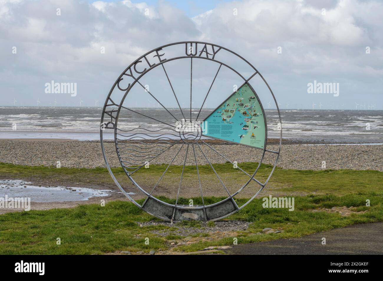 Bay cycle Way start or end point, Walney Island, Barrow-in-Furness, Cumbria, Royaume-Uni Banque D'Images