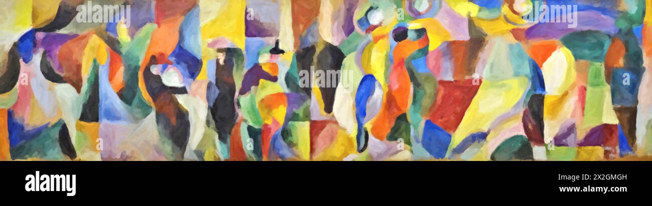 Le bal bullier couples de danseurs au celebre bal se situe rue de l'Observatoire à Paris, 1913 (peinture) par l'artiste Delaunay, Sonia (1885-1979) Français. Illustration de Vecteur