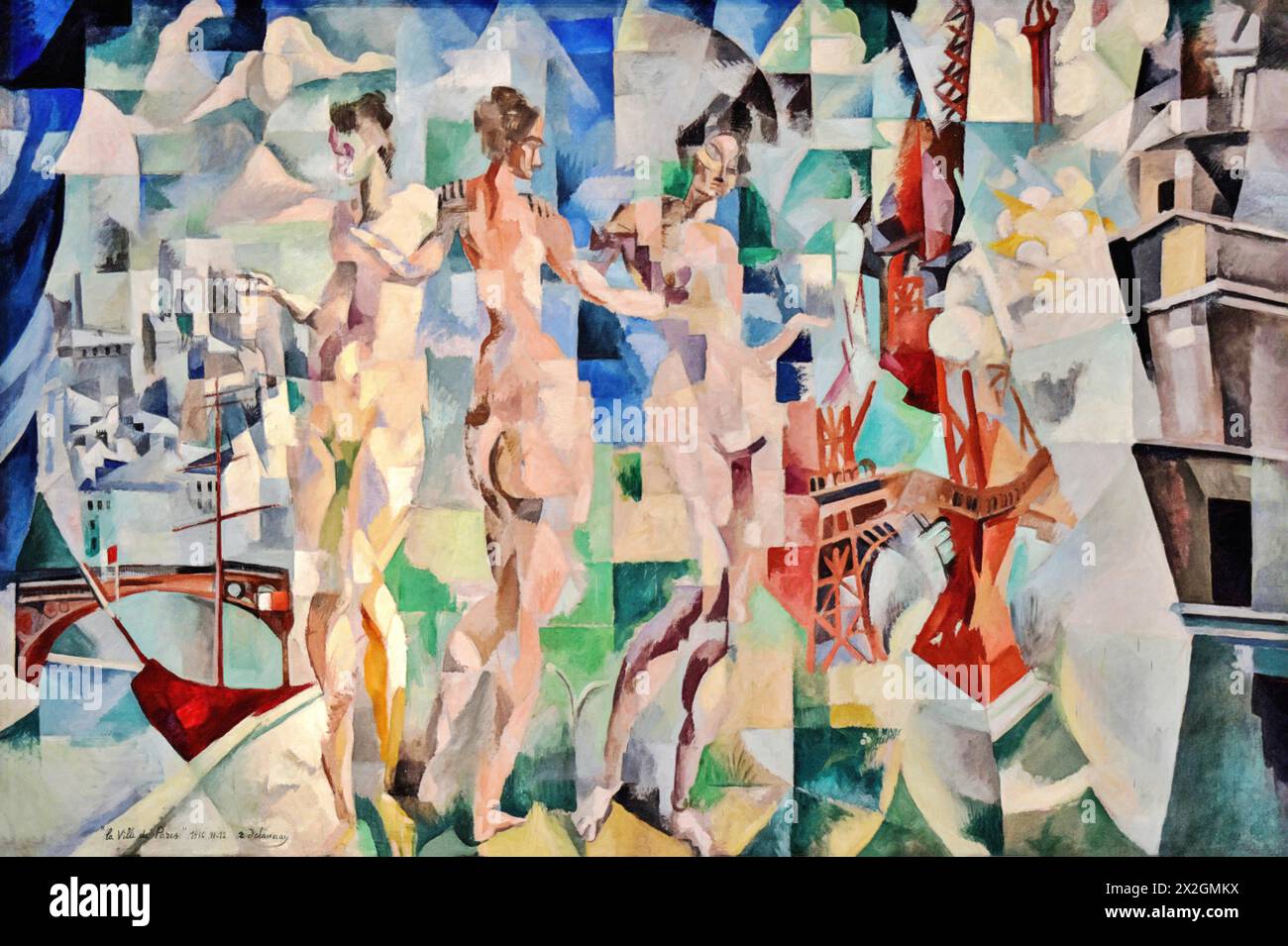 La ville de Paris 1910-12 (peinture) de l'artiste Delaunay, Robert (1885-1941) français. Illustration de Vecteur