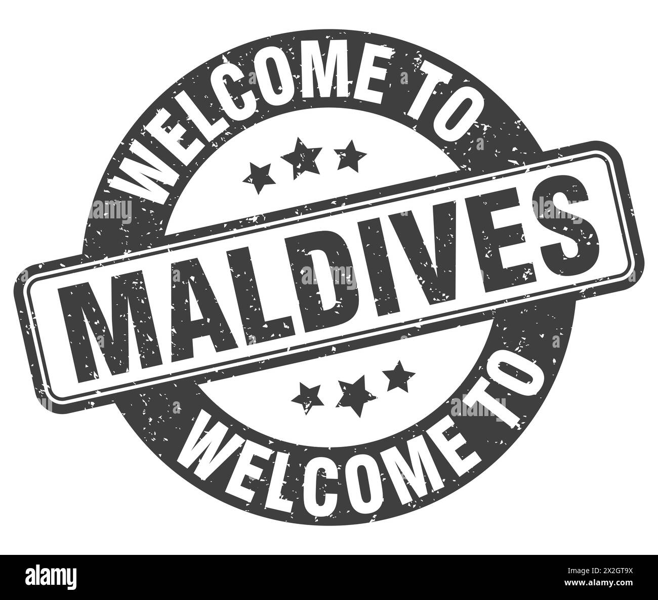 Bienvenue au timbre Maldives. Maldives signe rond isolé sur fond blanc Illustration de Vecteur