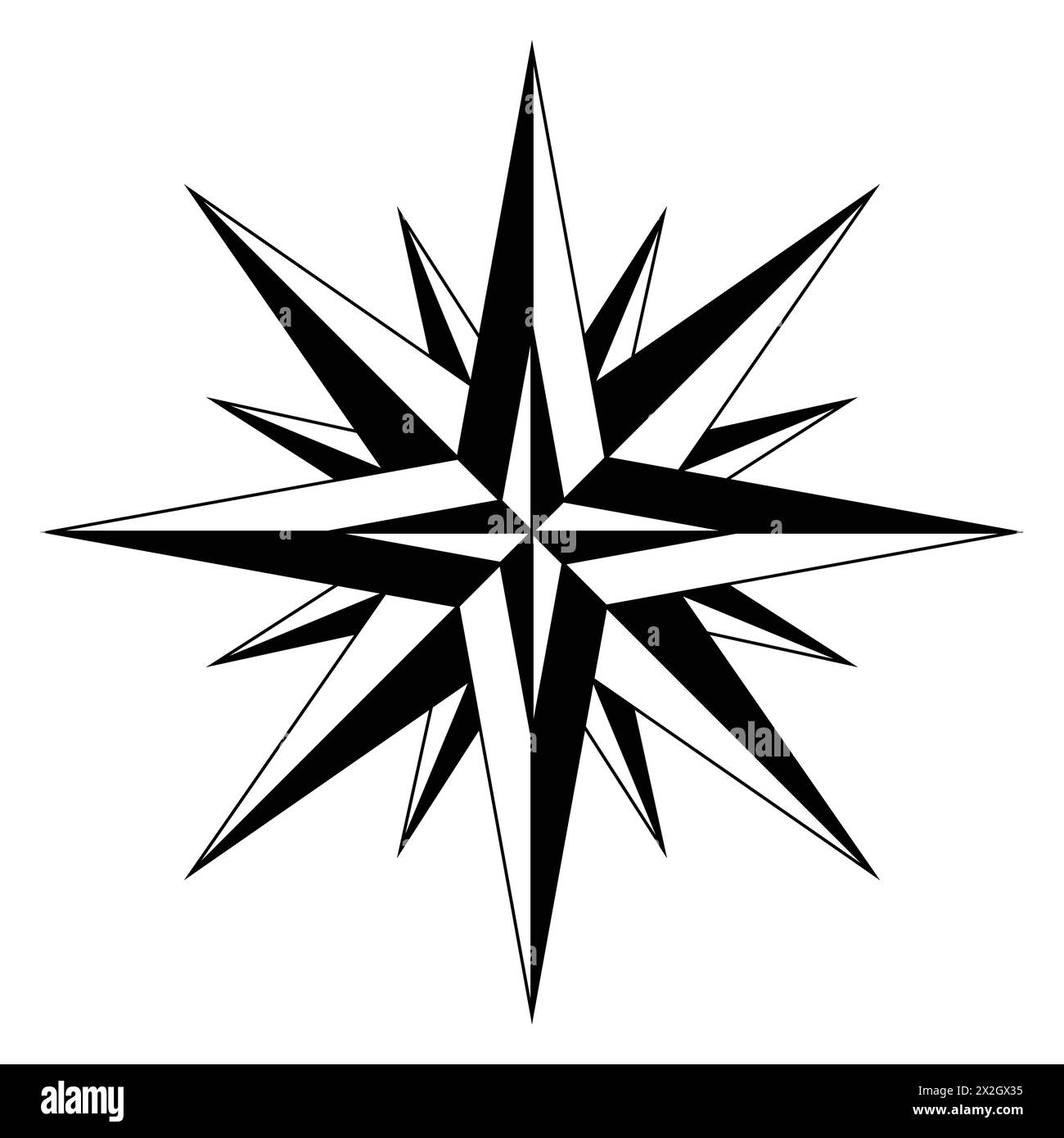 Rose du compas ou andain. Icône de navigation plate Rose of the Winds pour les applications et les sites Web. Symbole Nord, Sud, Ouest, est. Illustration vectorielle. Illustration de Vecteur