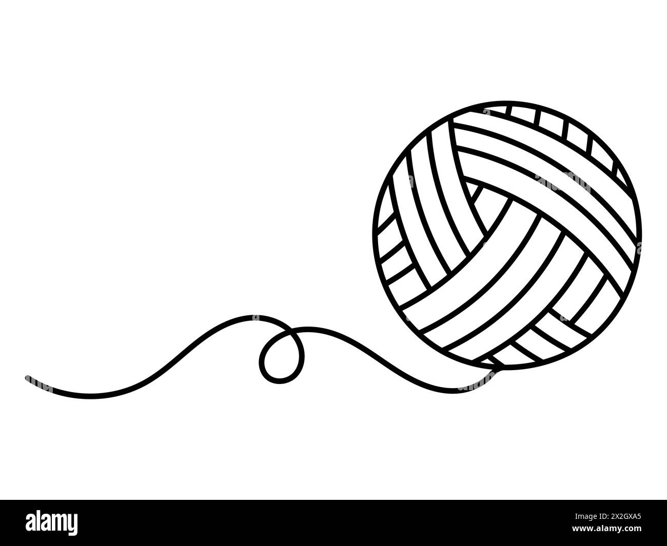 Icône de boule en laine. Clew boule de fil. Concept de tricotage. Ligne noire. Panneau plat rempli pour la conception mobile et web. Illustration vectorielle. Illustration de Vecteur