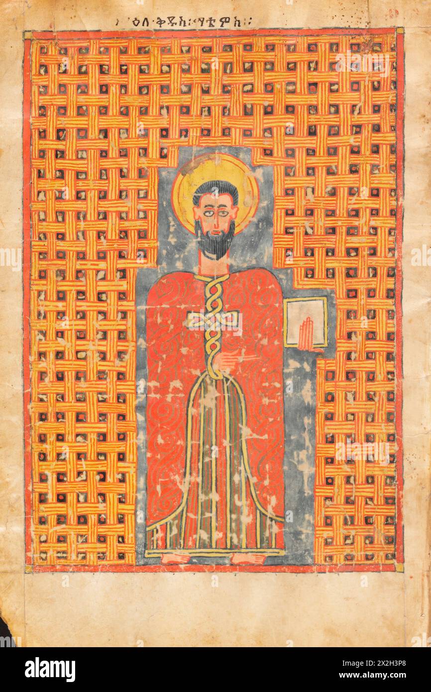 Evangile illuminé - peuples Amhara -image de Saint Matthieu- fin XIVe–début XVe siècle Banque D'Images