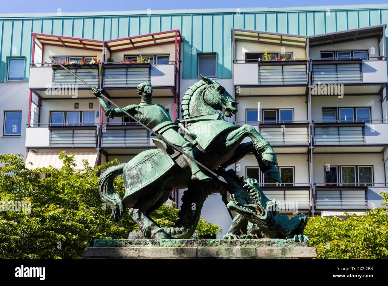 Monument : Siegfried le tueur de dragon, Eisenach, Thuringe, Allemagne Banque D'Images