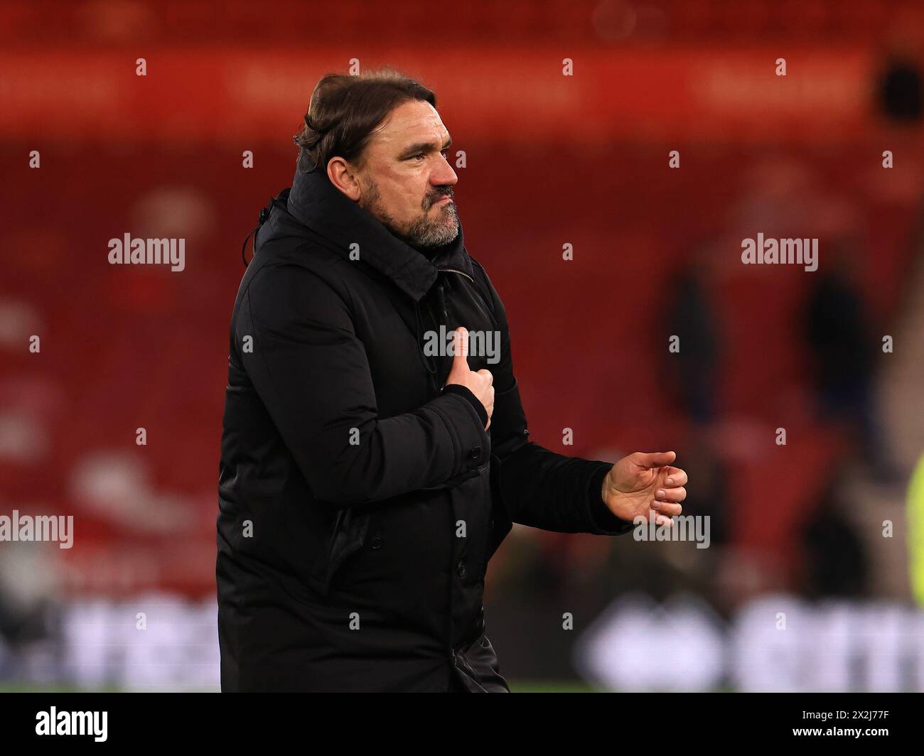 Middlesbrough, Royaume-Uni. 22 avril 2024. Daniel Farke, manager de Leeds United, célèbre à temps plein le match Middlesbrough FC v Leeds United Sky Bet EFL Championship match au Riverside Stadium, Middlesbrough, Angleterre, Royaume-Uni le 22 avril 2024 Credit : Every second Media/Alamy Live News Banque D'Images