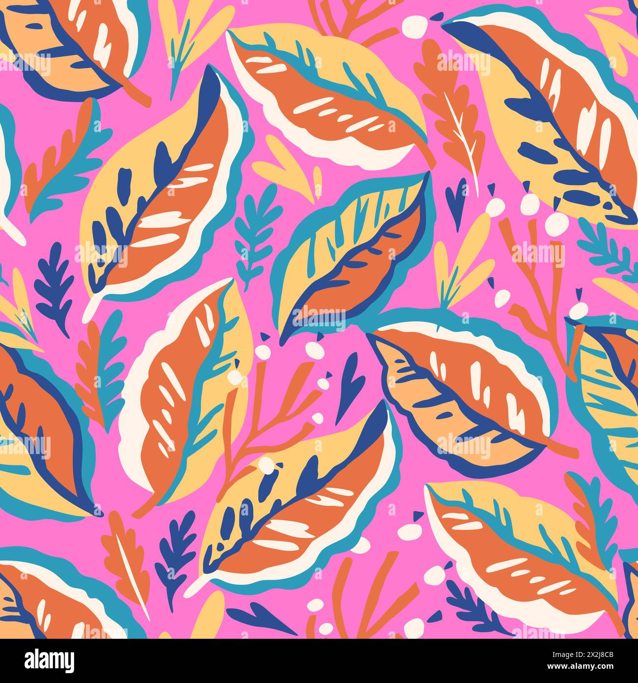 Motif botanique doodle coloré. Impression vectorielle avec des éléments végétaux simples dessinés à la main Illustration de Vecteur