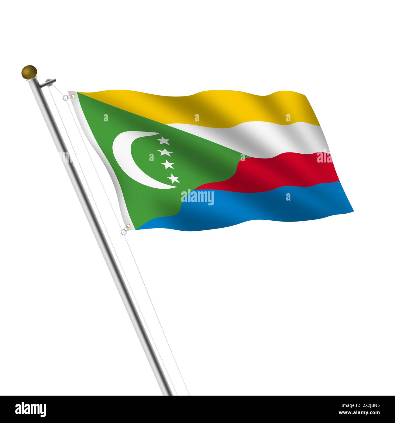 Mât de drapeau des Comores avec chemin de clipsage Banque D'Images