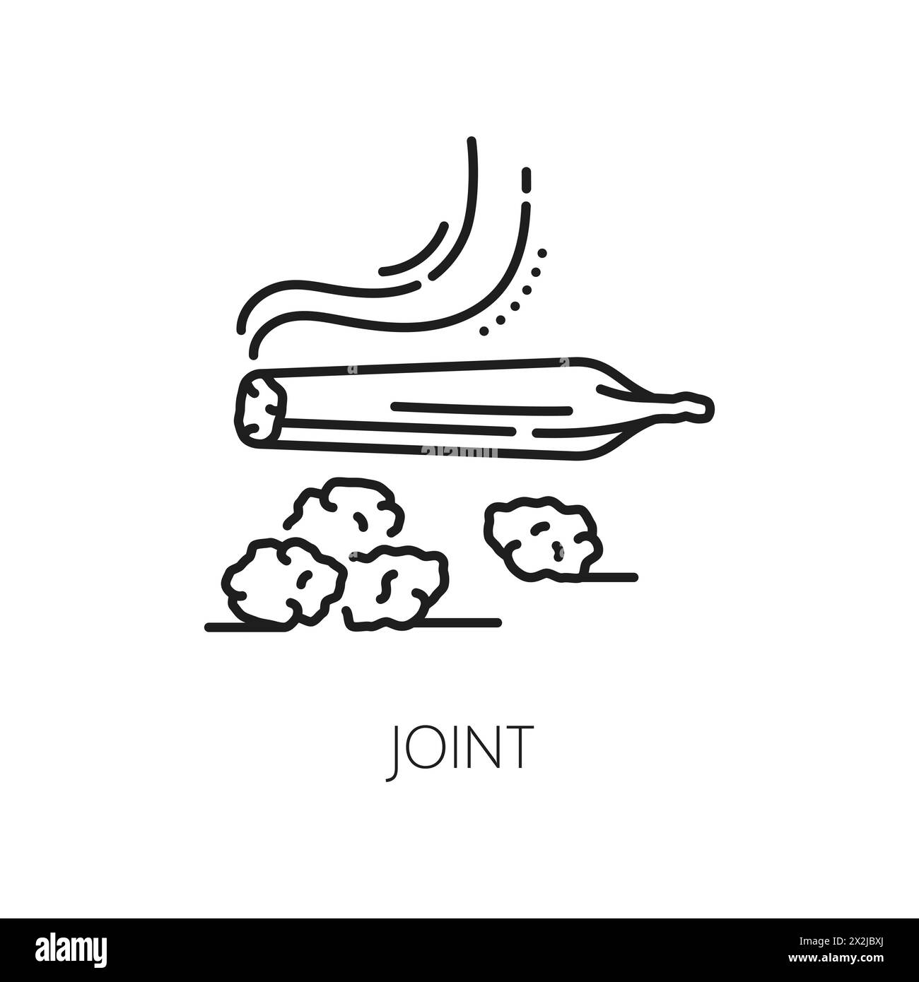 Icône de ligne commune de cannabis de CBD de marijuana ou extrait de mauvaise herbe, symbole vectoriel. Cannabis médical sativa ou icône de ligne de cigarette de drogue de marijuana pour magasin de cannabis et CBD médicinal et traitement de santé Illustration de Vecteur