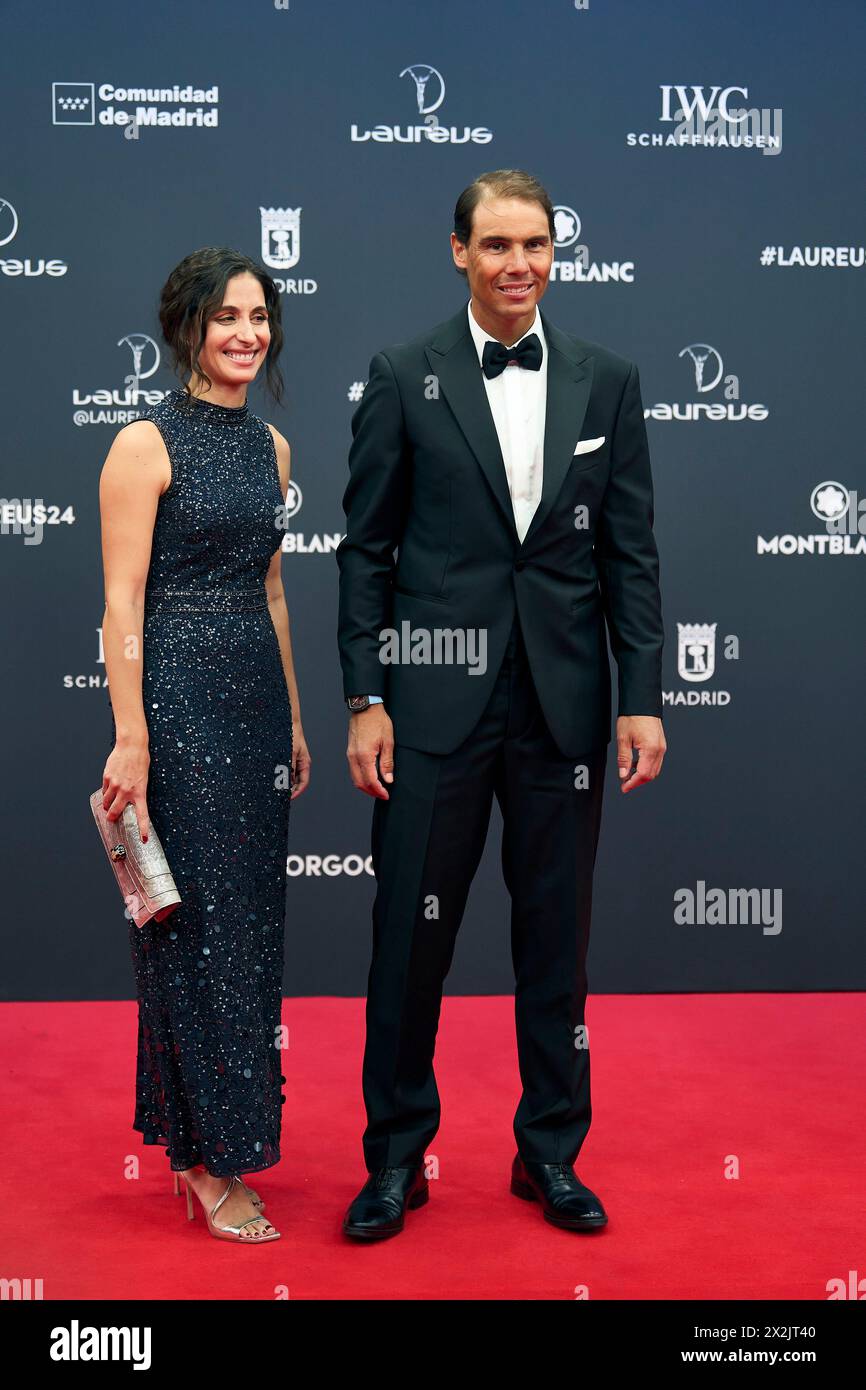 Madrid. Espagne. 20240422, Rafael Nadal, Xisca Perello participe aux Laureus World Sports Awards Madrid 2024 - tapis rouge au Palacio de Cibeles le 22 avril 2024 à Madrid, Espagne crédit : MPG/Alamy Live News Banque D'Images