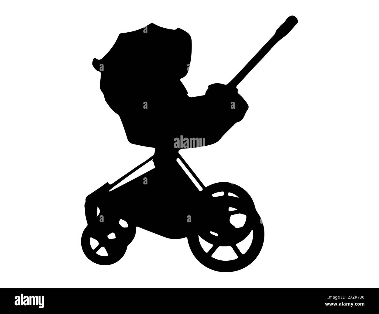 Silhouette de poussette de bébé vecteur art Illustration de Vecteur