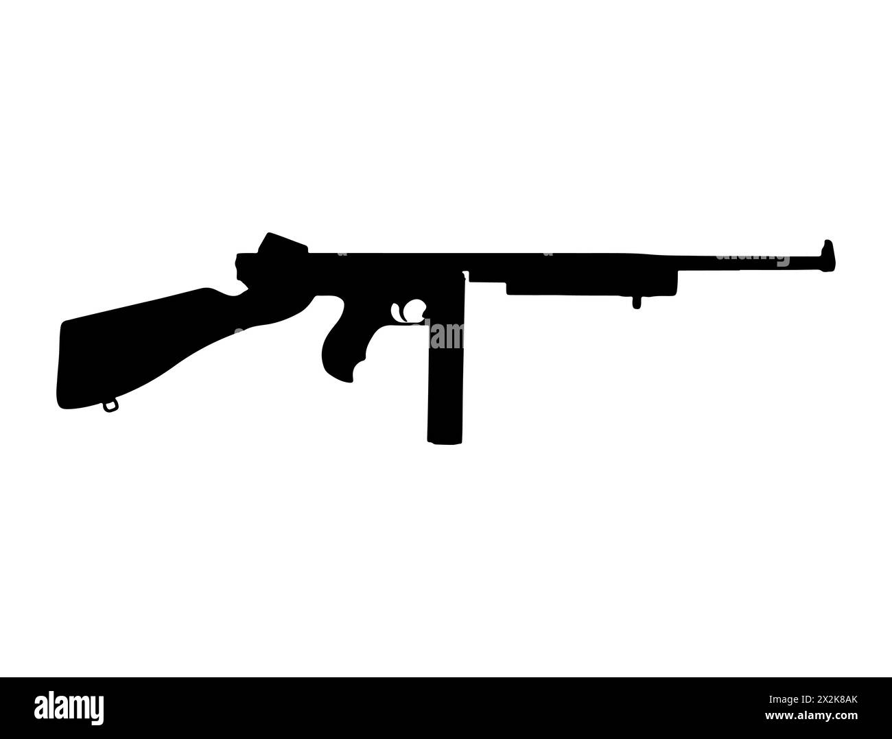 Silhouette de mitrailleuse Thompson M1921 Illustration de Vecteur