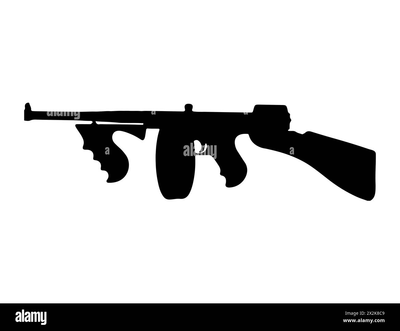 Silhouette de mitrailleuse Thompson M1921 Illustration de Vecteur
