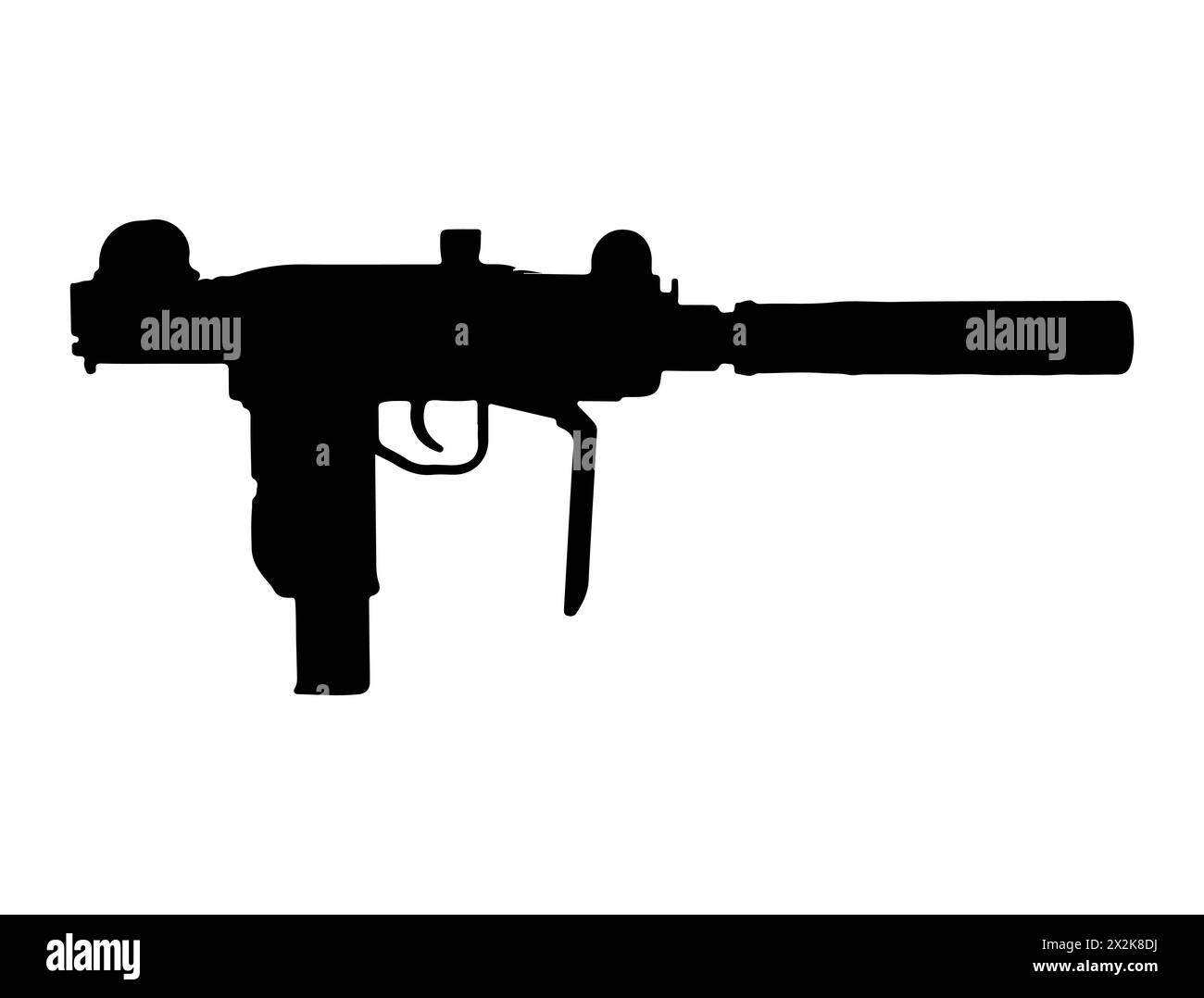 Art vectoriel de silhouette de pistolet mitrailleur UZI Illustration de Vecteur