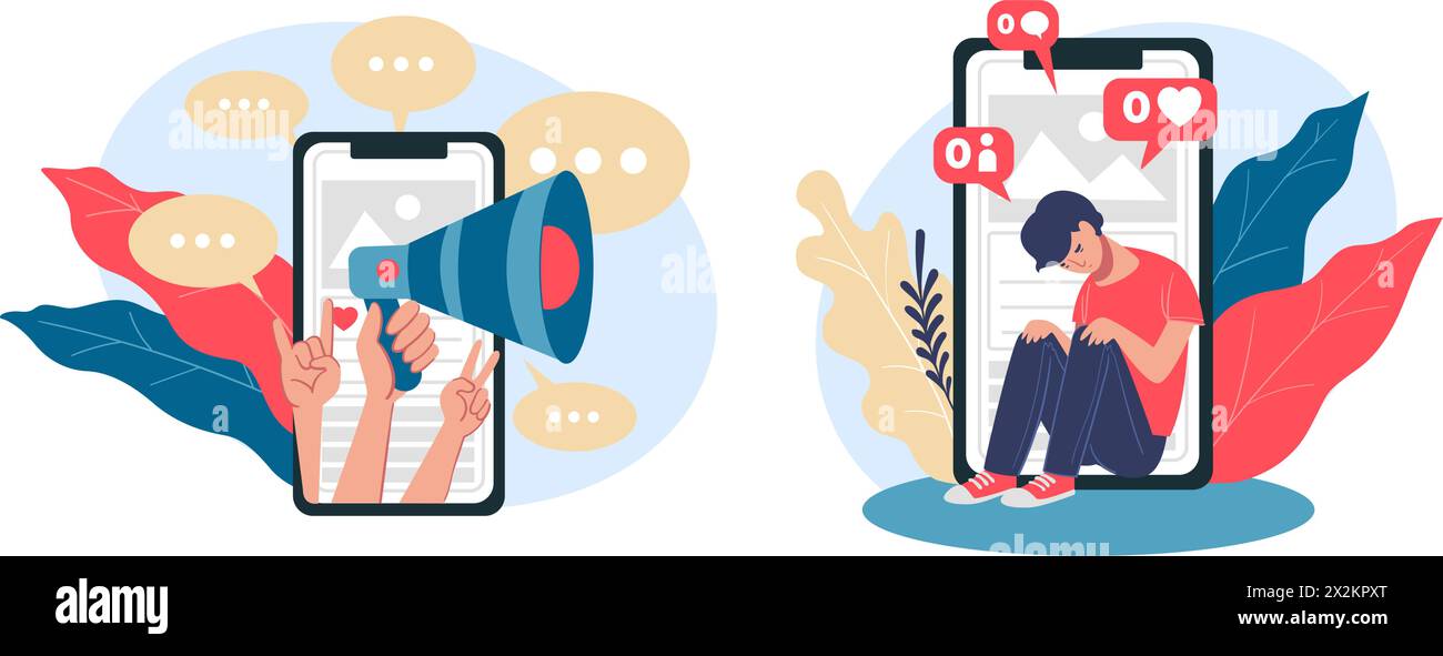 Vecteur de concept social de communication numérique Illustration de Vecteur