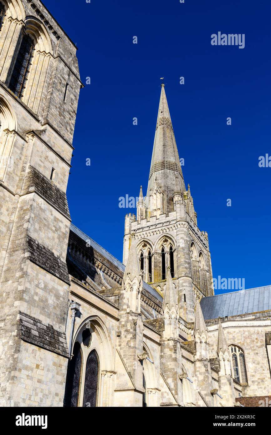 Gros plan sur l'extérieur de la cathédrale de Chichester, West Sussex, Angleterre Banque D'Images