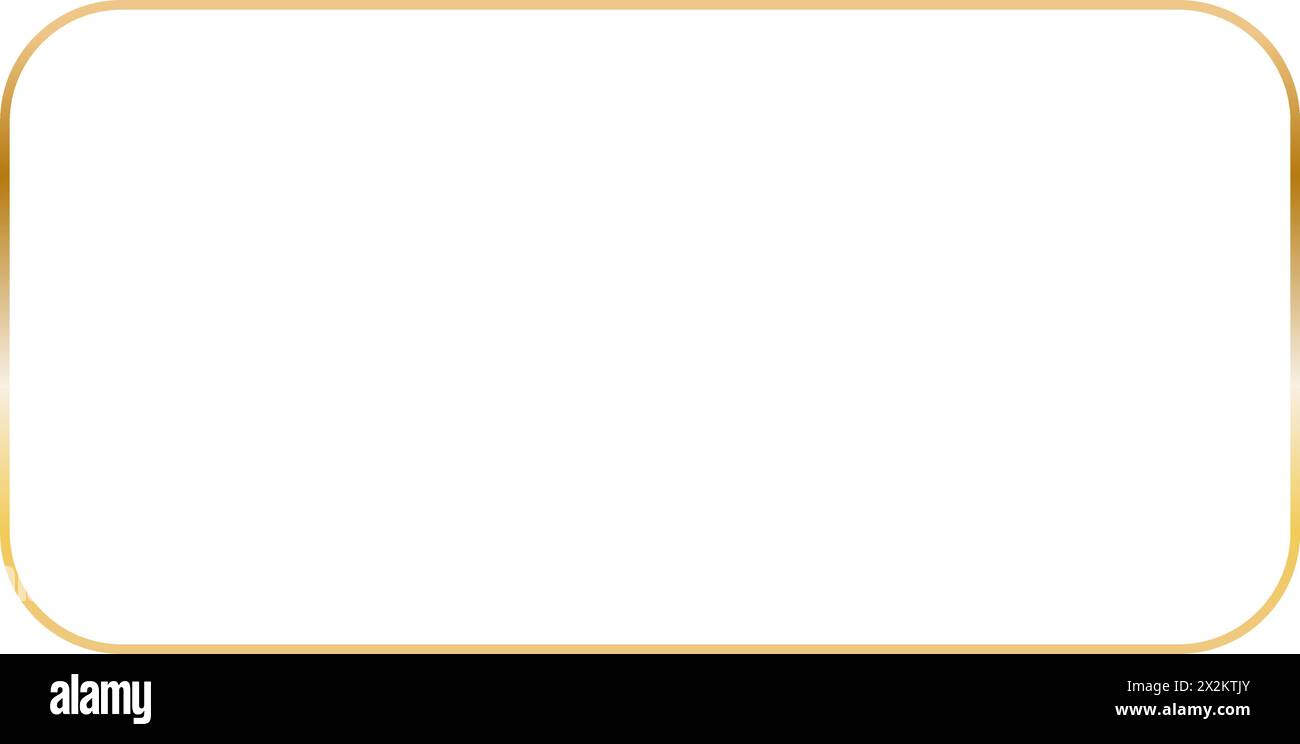 Cadre rectangulaire doré avec coins arrondis. Contour vectoriel mince bordure esthétique pour la conception d'invitations Illustration de Vecteur