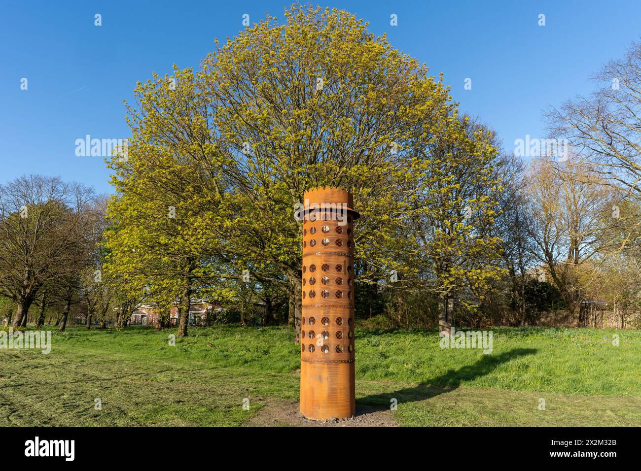 Sculpture Geordie Lamp par Andy Mayers à West Moor, North Tyneside, Royaume-Uni Banque D'Images