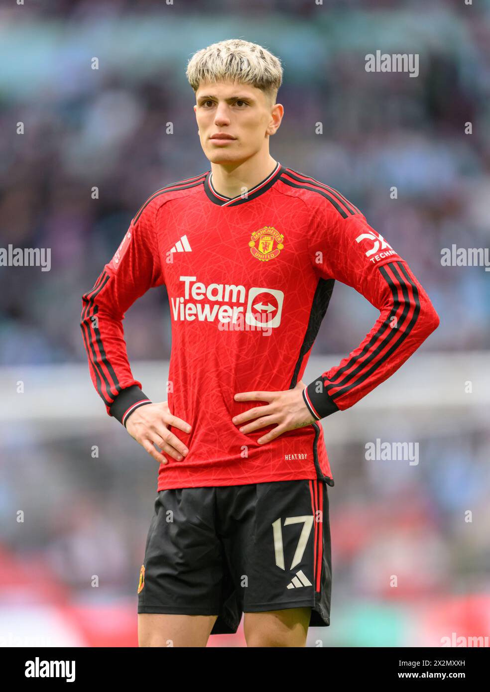 21 avril 2024 - Manchester United v Coventry City - demi-finale de la FA Cup - Wembley. Alejandro Garnacho de Manchester United en action. Image : Mark pain / Alamy Live News Banque D'Images