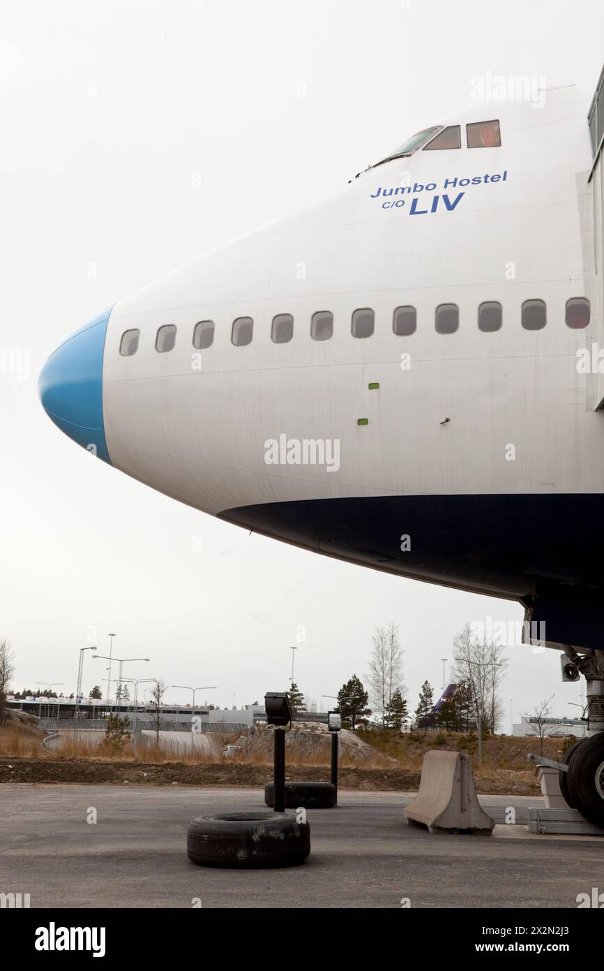 HÔTEL JUMBO STAY DANS UN BOEING 747 DÉSARMÉ À STOCKHOLM Banque D'Images