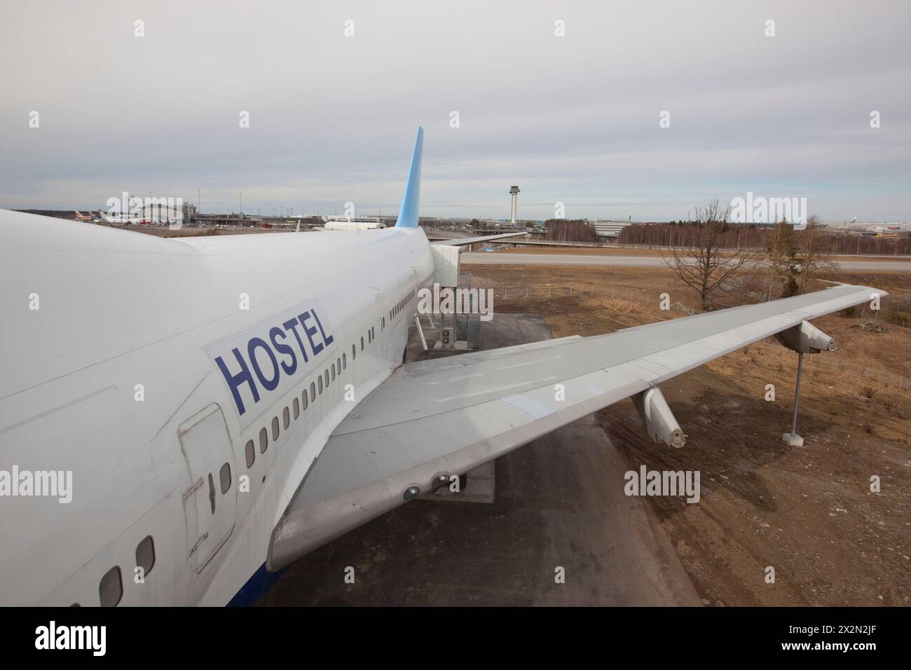 HÔTEL JUMBO STAY DANS UN BOEING 747 DÉSARMÉ À STOCKHOLM Banque D'Images