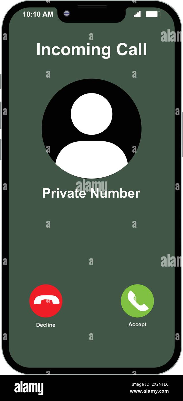 Écran d'appel individuel, capture d'écran d'appel entrant, numéro privé appelant Mobile, interface d'appel téléphonique Illustration de Vecteur
