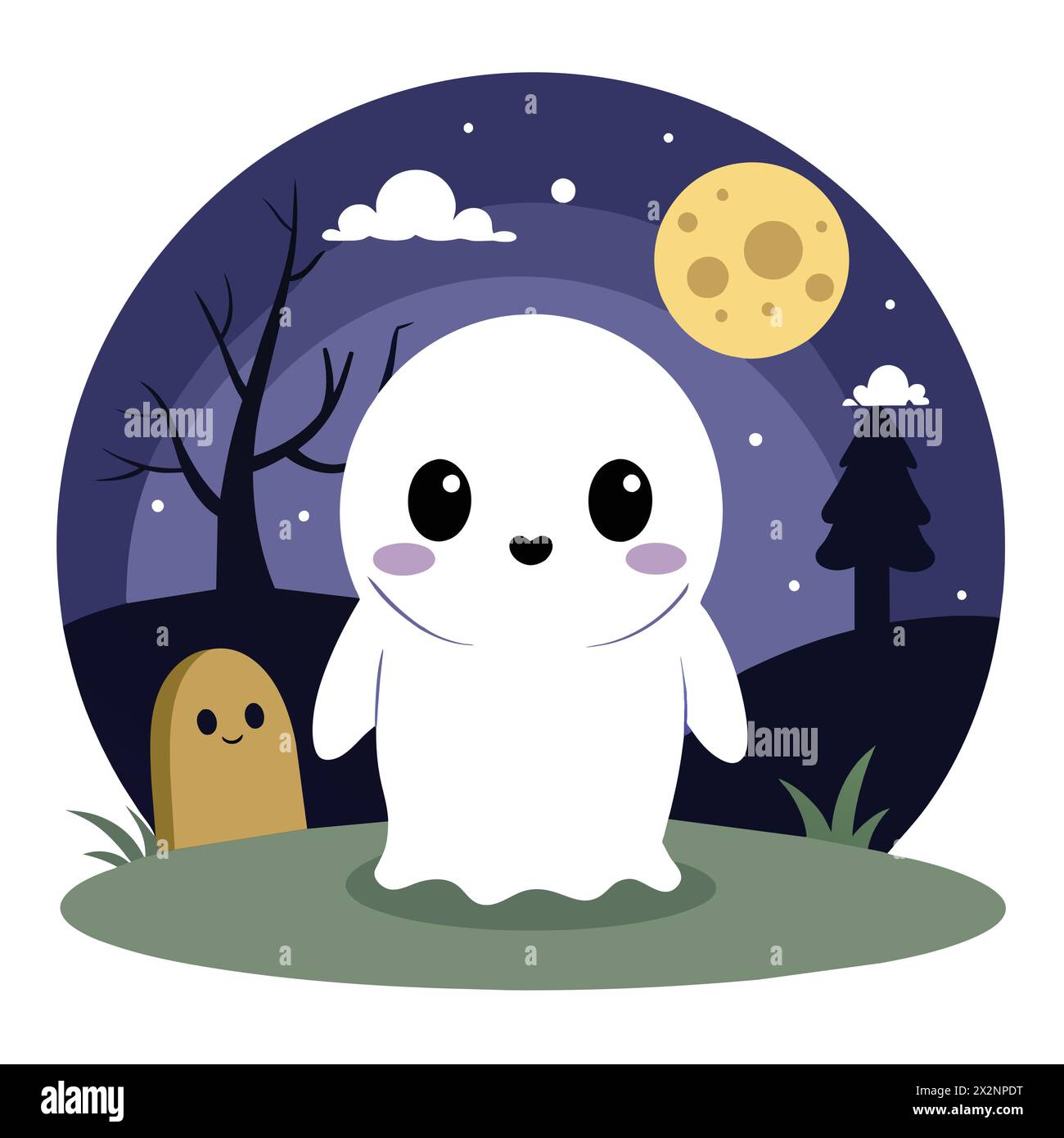 Vecteur fantôme orable AWW Boo, parfait pour Halloween Decor Children's Books Cards invitations logos Web Design T-shirts cartes de voeux Papeterie Illustration de Vecteur