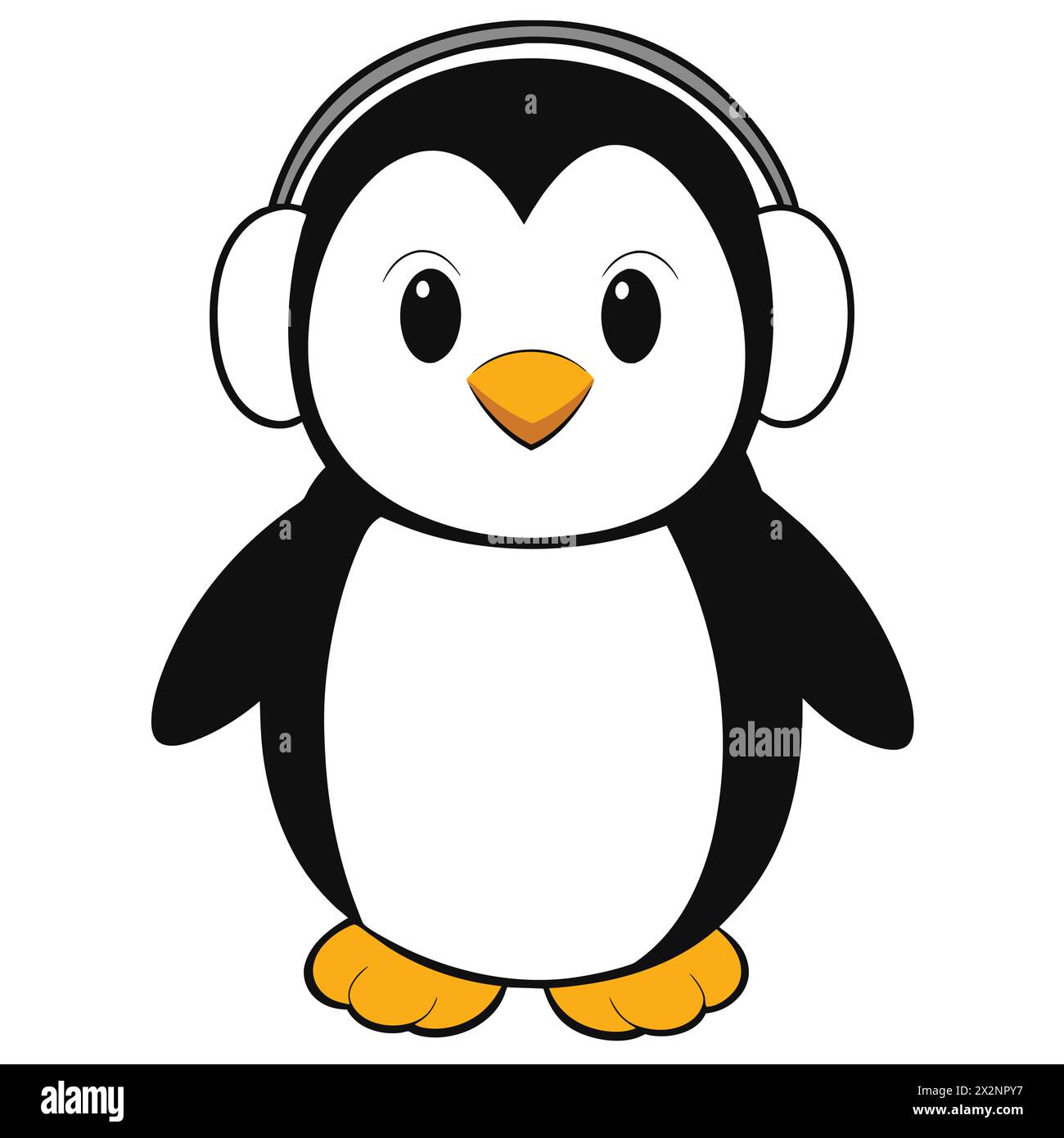 Waddle Wobble Wobble Warm : adorable Earmuffed Penguin, parfait pour les livres pour enfants cartes invitations logos Web Design T-shirts cartes de voeux Papeterie Illustration de Vecteur