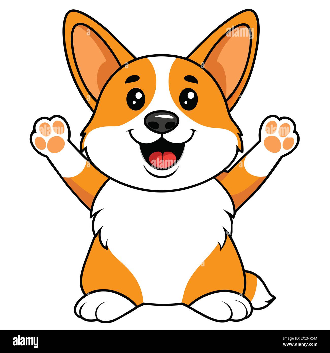 Soleil sur les jambes courtes : Happy Corgi Vector Art, parfait pour les livres pour enfants cartes invitations logos Web Design T-shirts cartes de voeux Papeterie Illustration de Vecteur