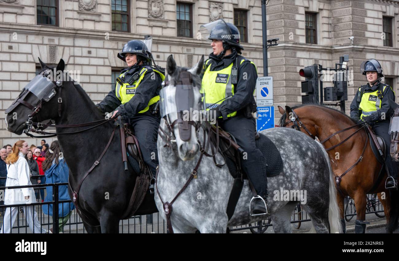 Londres, Royaume-Uni. 23 avril 2024. Manifestations de droite à Whitehall Londres le jour de la Saint-Georges, en présence policière importante crédit : Ian Davidson/Alamy Live News Banque D'Images