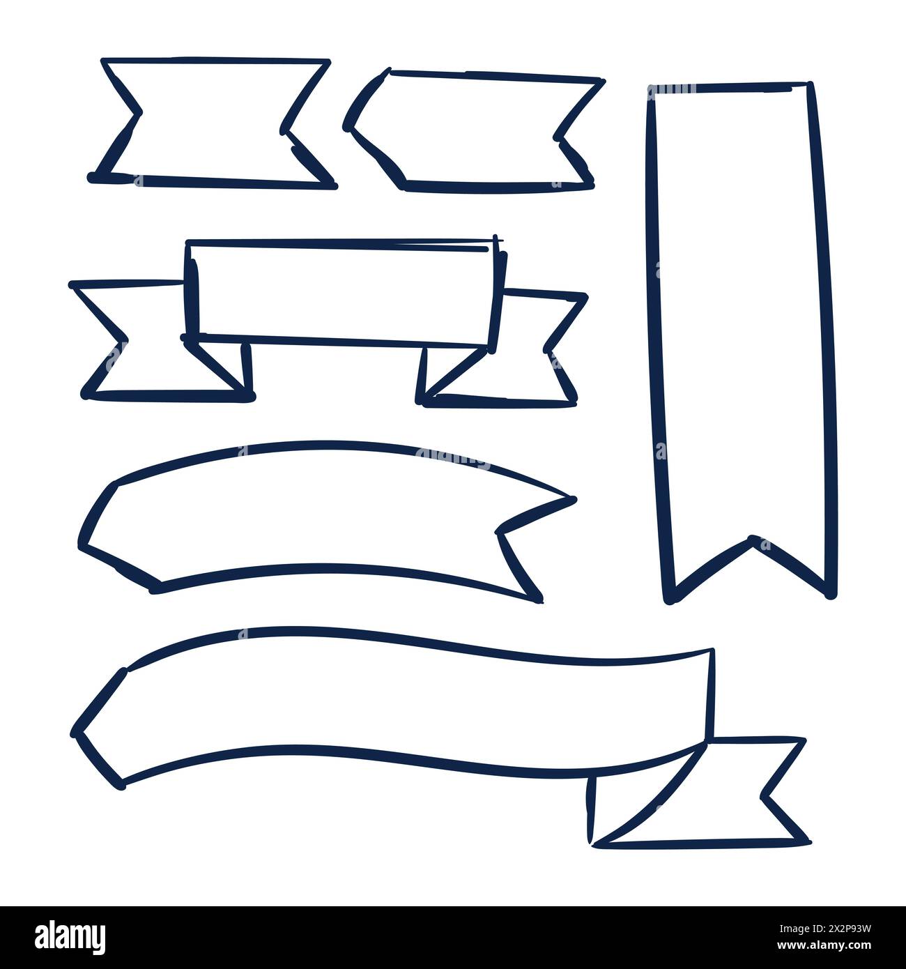 Bannière Scribbles. Vecteur de jeu de dessin de Banner Scribbles. Scribble Doodle Set vecteur. Illustration de Vecteur