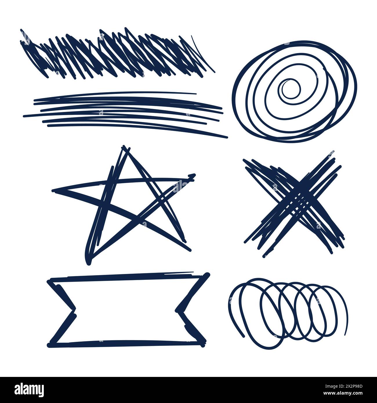 Griffonnages aléatoires. Vecteur de jeu de dessin Scribbles aléatoire. Scribble Doodle Set vecteur. Illustration de Vecteur