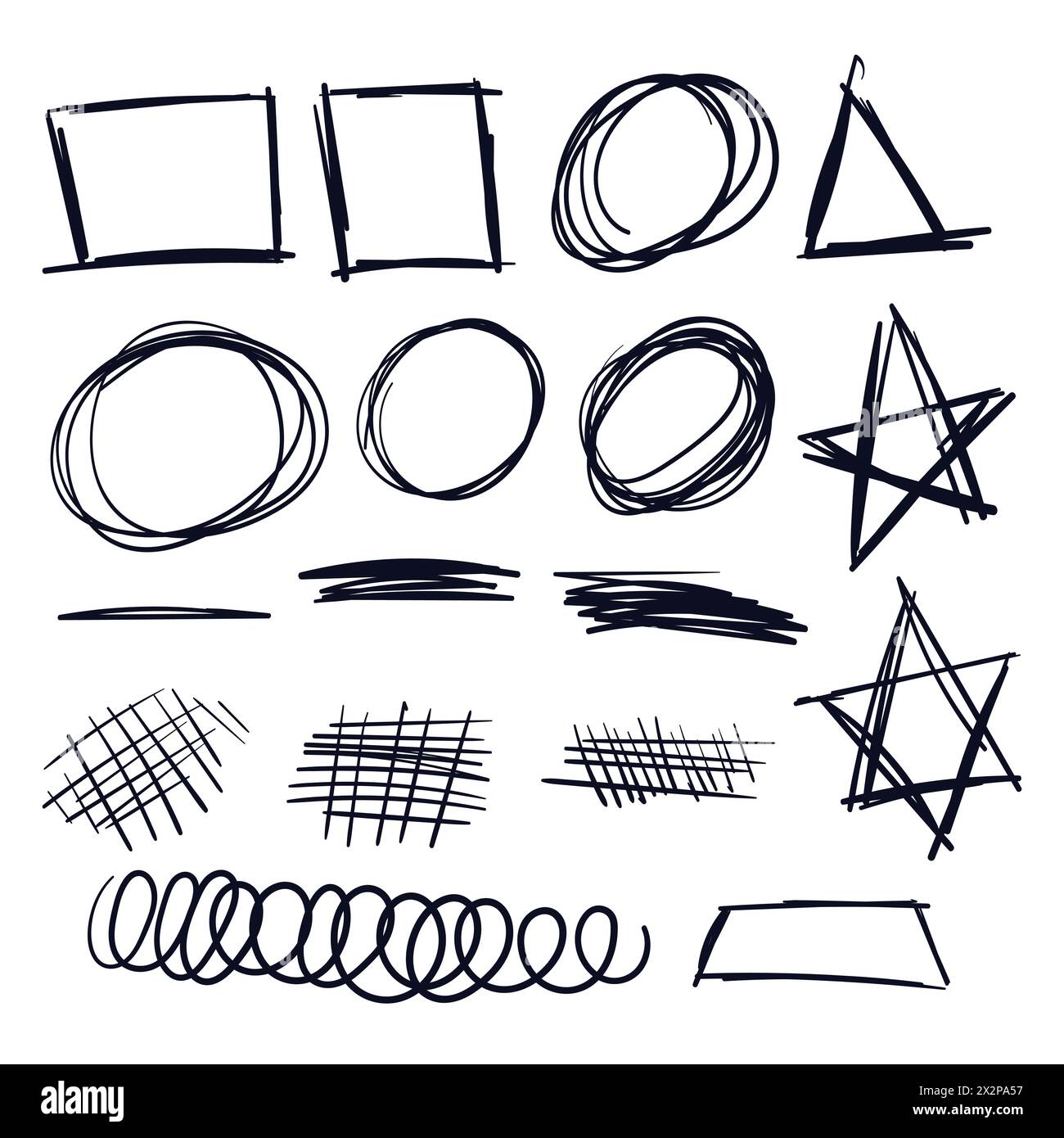 Griffonnages aléatoires. Vecteur de jeu de dessin Scribbles aléatoire. Scribble Doodle Set vecteur. Illustration de Vecteur