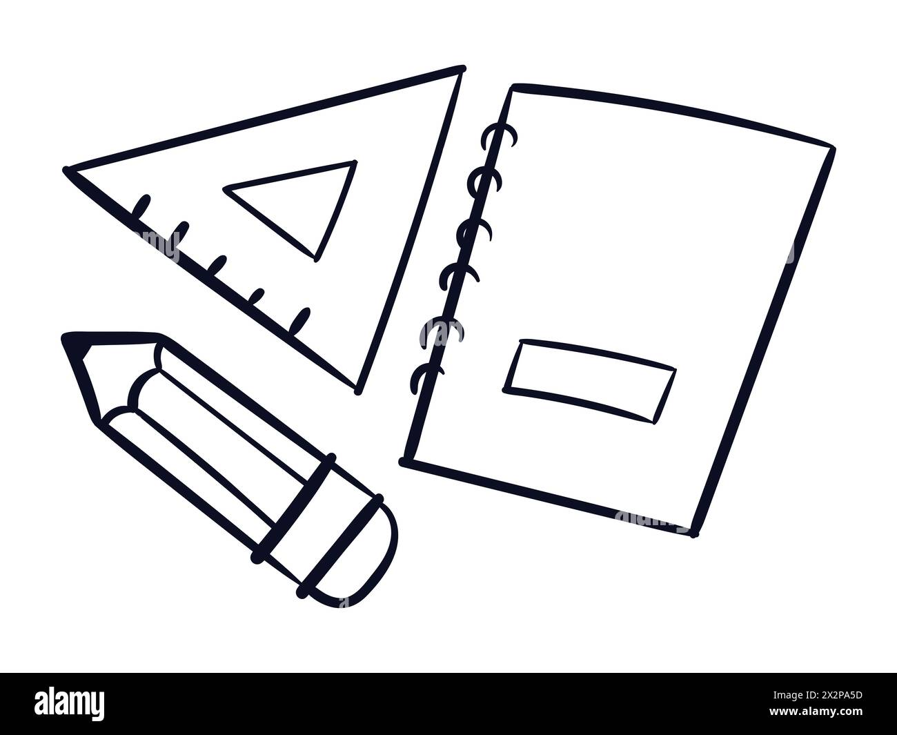 École papeterie Scribble. Dessin vectoriel de Scribble d'éducation. Illustration de Vecteur