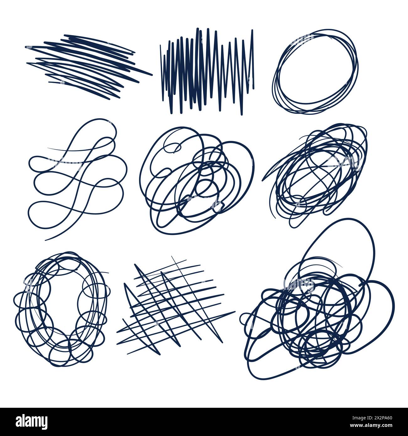 Griffonnages aléatoires. Vecteur de jeu de dessin Scribbles aléatoire. Scribble Doodle Set vecteur. Illustration de Vecteur