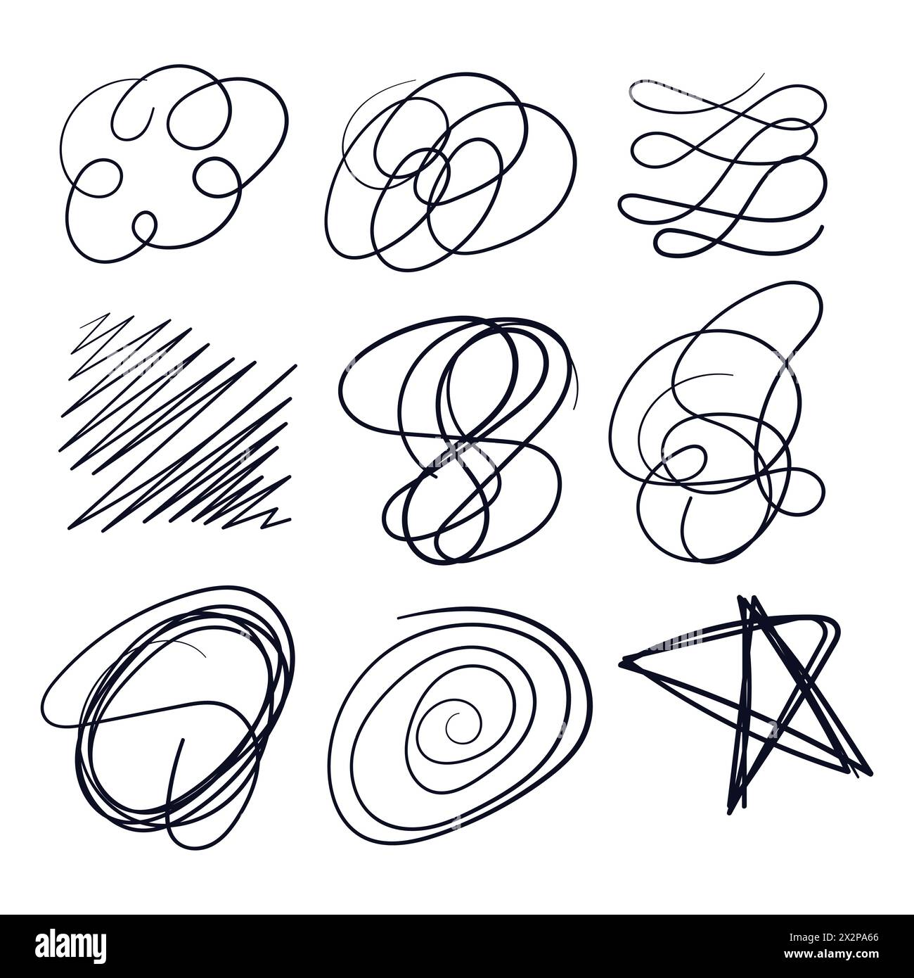 Griffonnages aléatoires. Vecteur de jeu de dessin Scribbles aléatoire. Scribble Doodle Set vecteur. Illustration de Vecteur