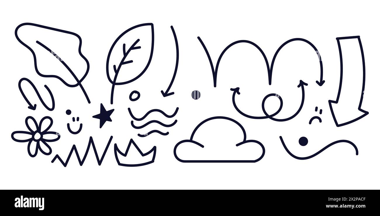 Griffonnages aléatoires. Vecteur de jeu de dessin Scribbles aléatoire. Scribble Doodle Set vecteur. Illustration de Vecteur