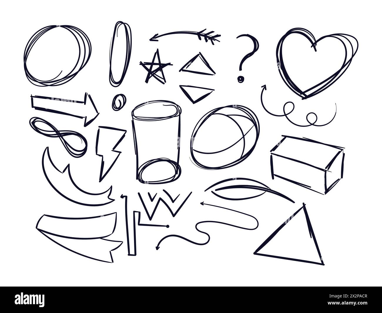Griffonnages aléatoires. Vecteur de jeu de dessin Scribbles aléatoire. Scribble Doodle Set vecteur. Illustration de Vecteur